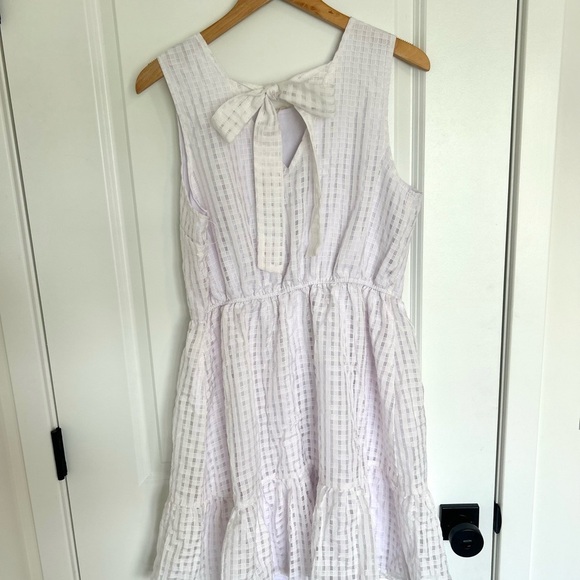 Blu Pepper White Textured Gingham Mini Dress Medium Tie Back - Picture 4 of 4